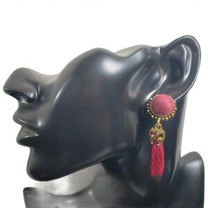 Fashion Jewelry Red Tassel Post Earrings Sz OS